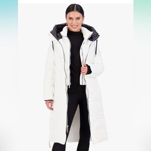 NWT Vince Camuto Long Hooded Puffer Jacket color Pearl